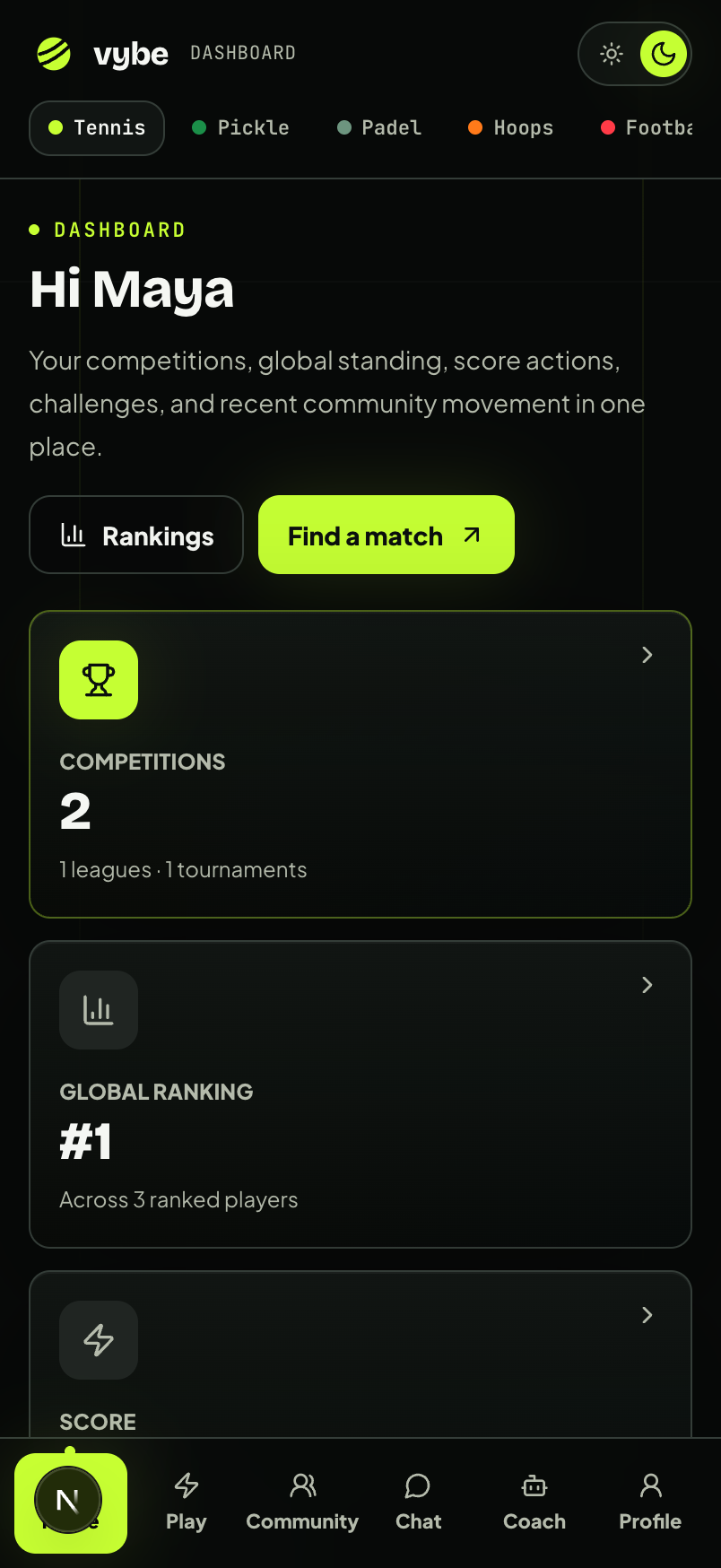 Vybe app preview