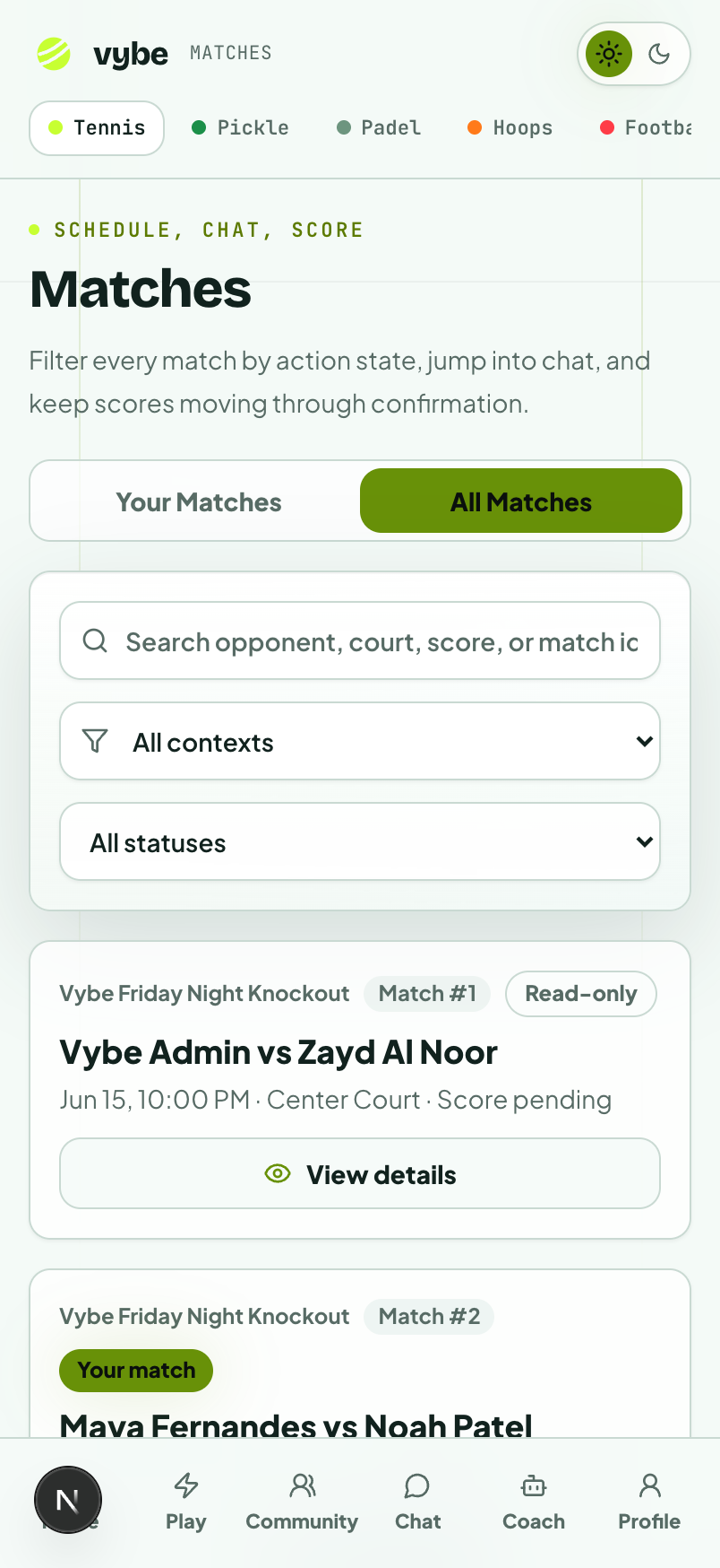 Match flow on Vybe